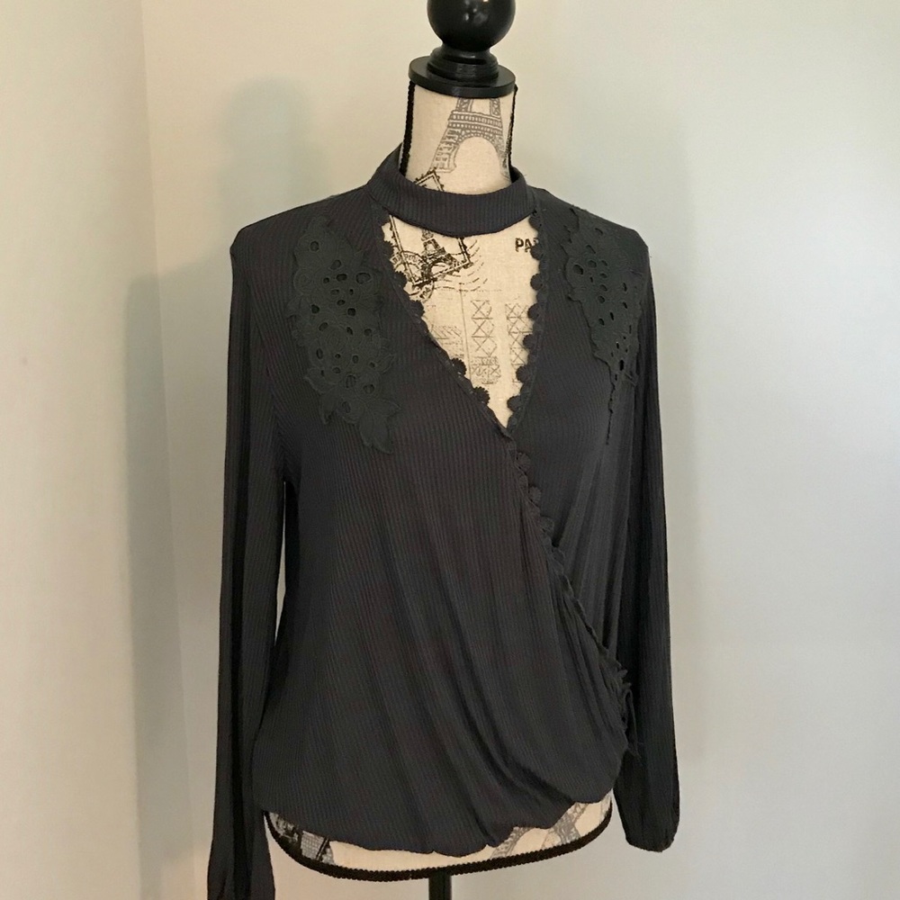 Bohemian Black Wrap Top